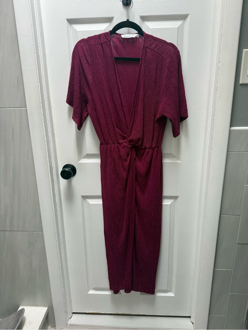 All in Favor Berry-Red Ribbed Knit Dress